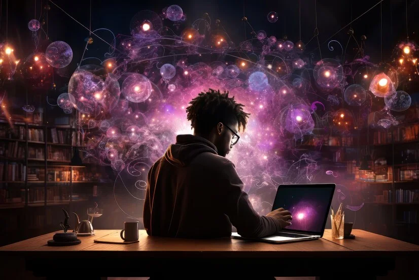 A teacher demonstrating digital literacy skills in an online classroom, emphasizing the importance of technology in education