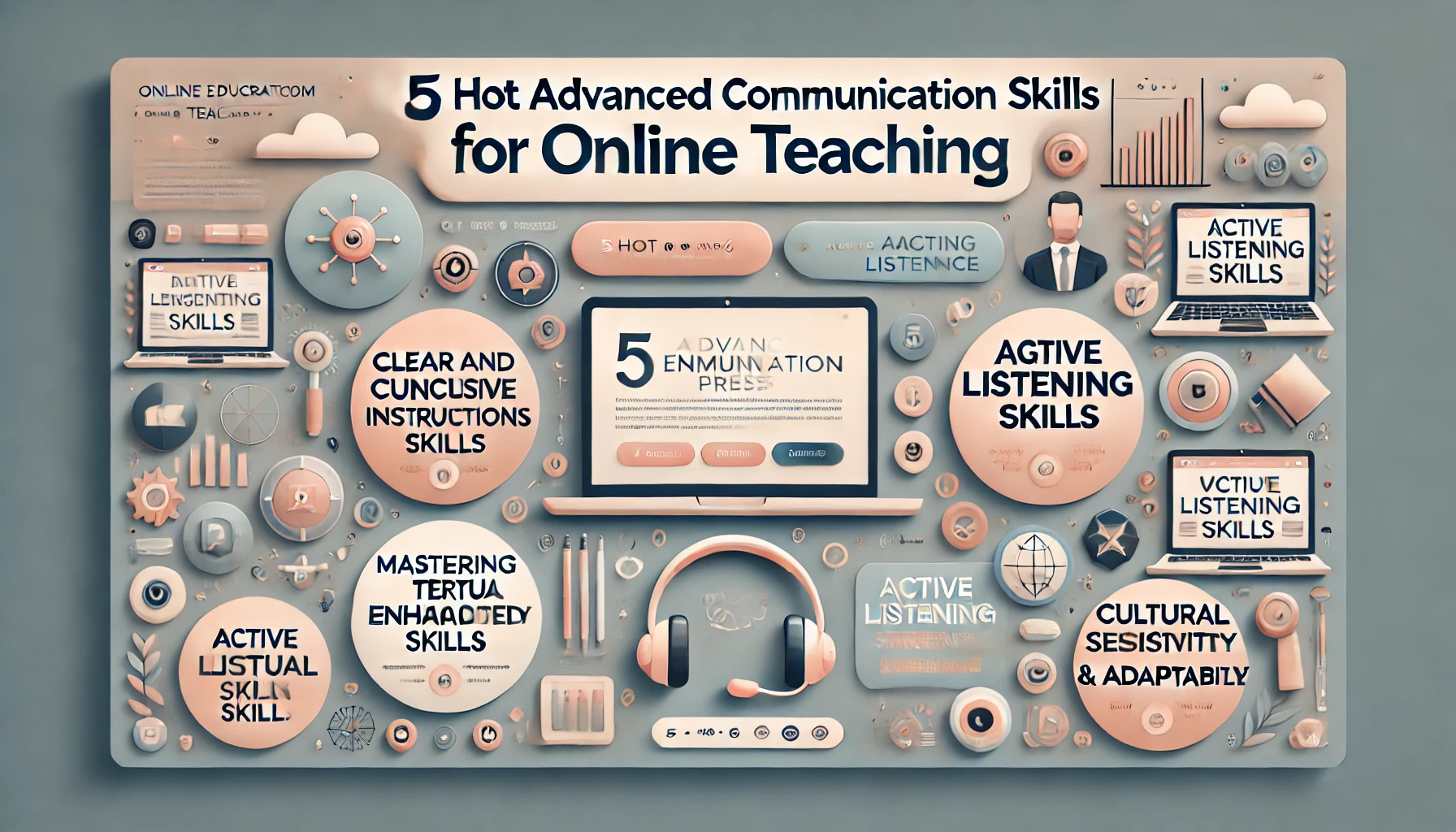 Diverse online educators demonstrating advanced communication skills in a virtual classroom setting.