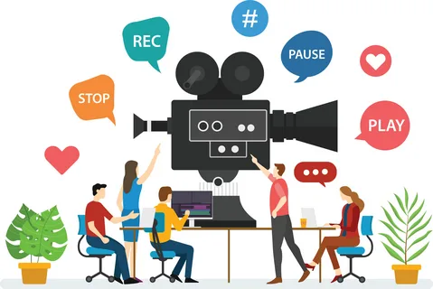 An online teacher using video content to engage students in a virtual class.