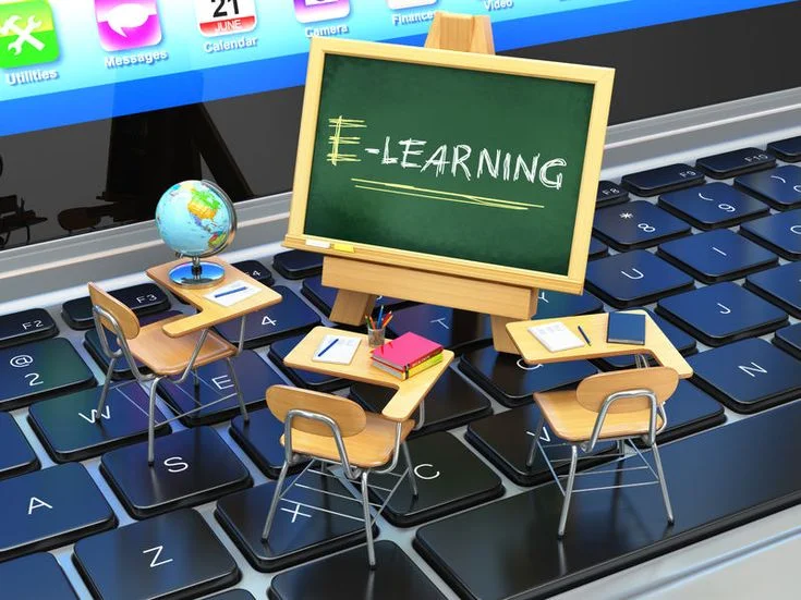 Teacher conducting a virtual class, demonstrating teaching online.