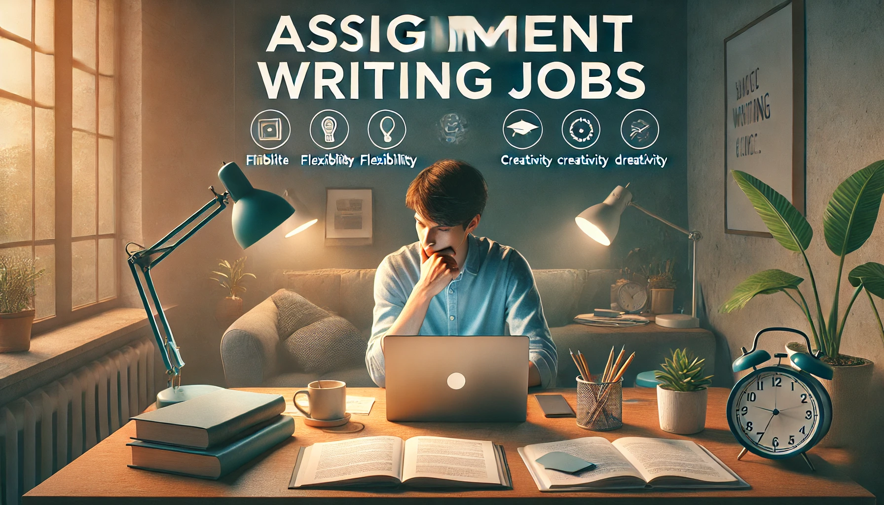 Freelancer exploring assignment writing jobs on a laptop for flexible work opportunities in 2024