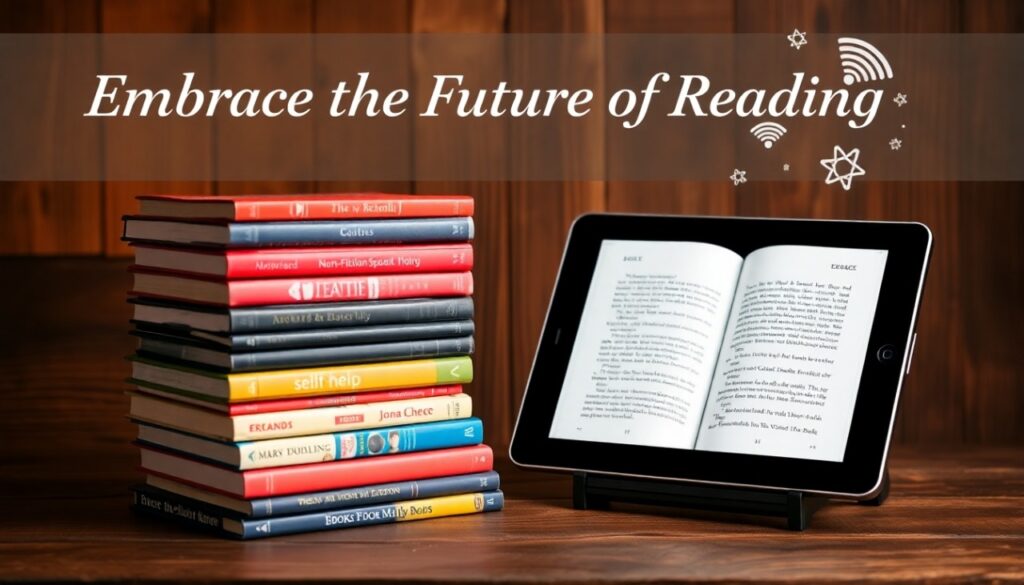 An open eBook on a tablet, symbolizing digital publishing and knowledge sharing.