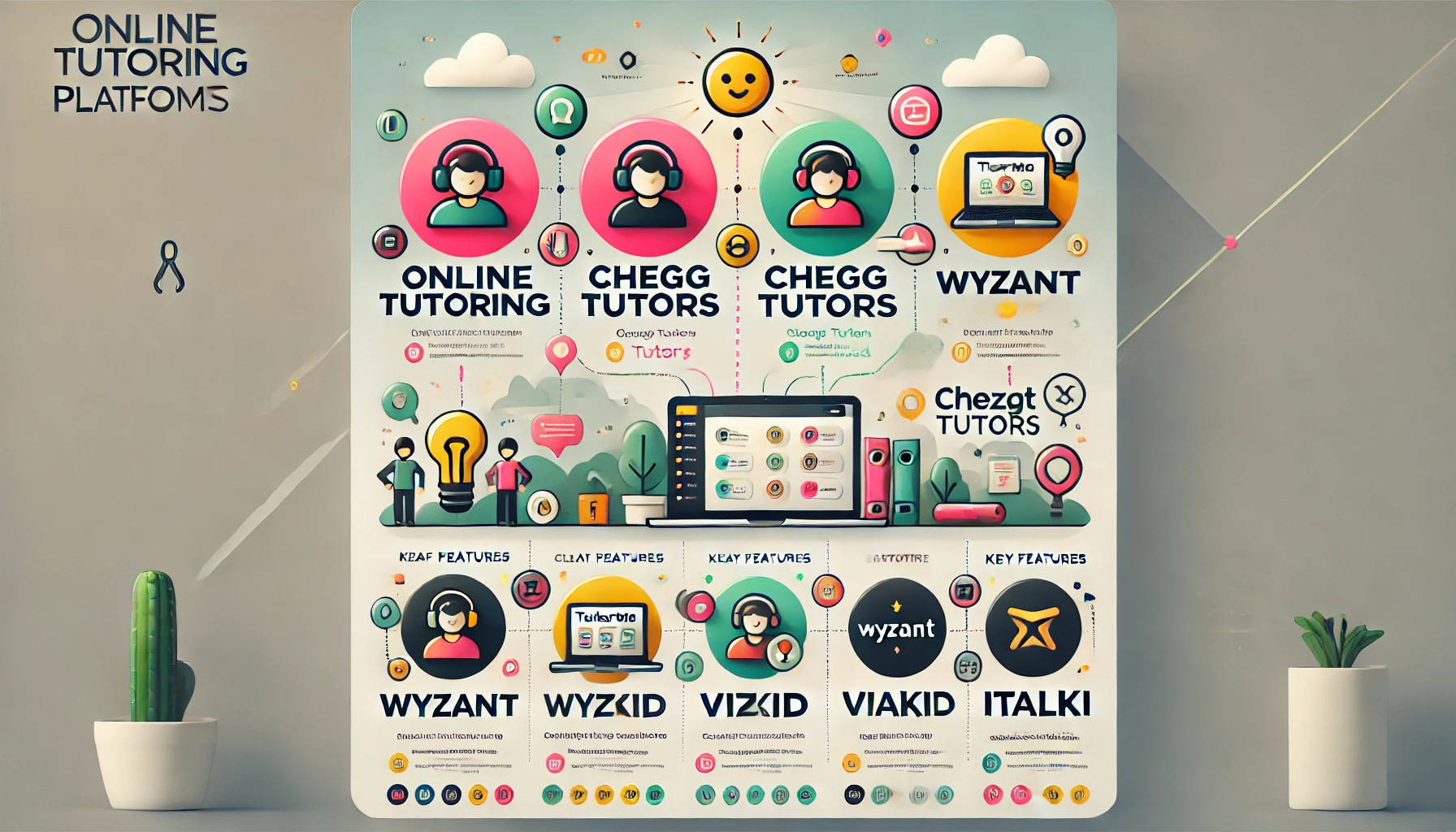 Engaging in work as tutor online, a teacher explains concepts to students over an online platform