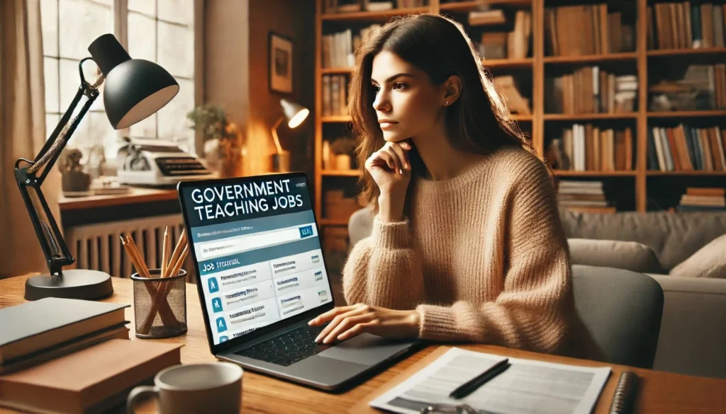 .A passionate educator discovering online government teaching jobs openings, unlocking the potential for a stable and flexible teaching career in the digital world.