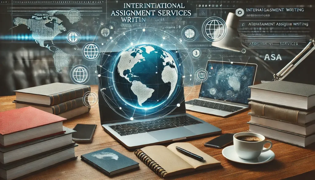 A well-organized workspace featuring multiple devices, symbolizing the efficiency of International Assignment Writing Services in helping students achieve academic success.