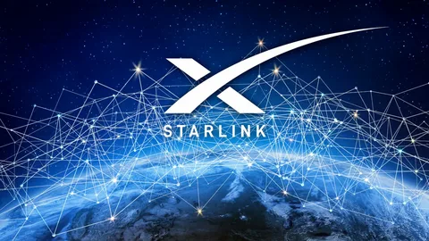 Starlink satellite constellation providing global internet coverage from space