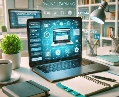 Illustration of professionals in a digital marketing class, highlighting essential skills for career growth in 2024